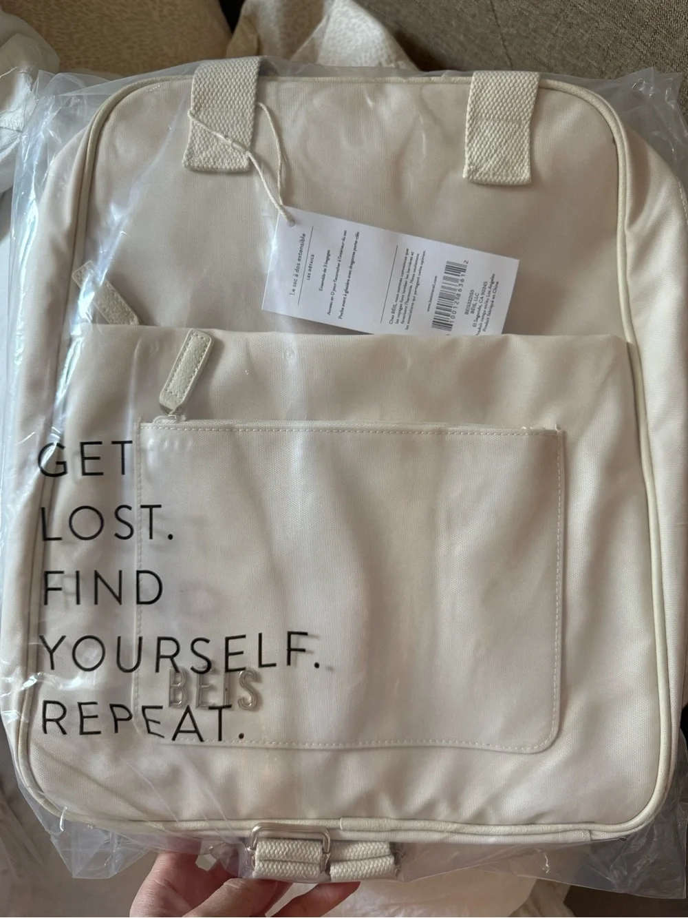 BÉIS The Expandable Backpack in Beige